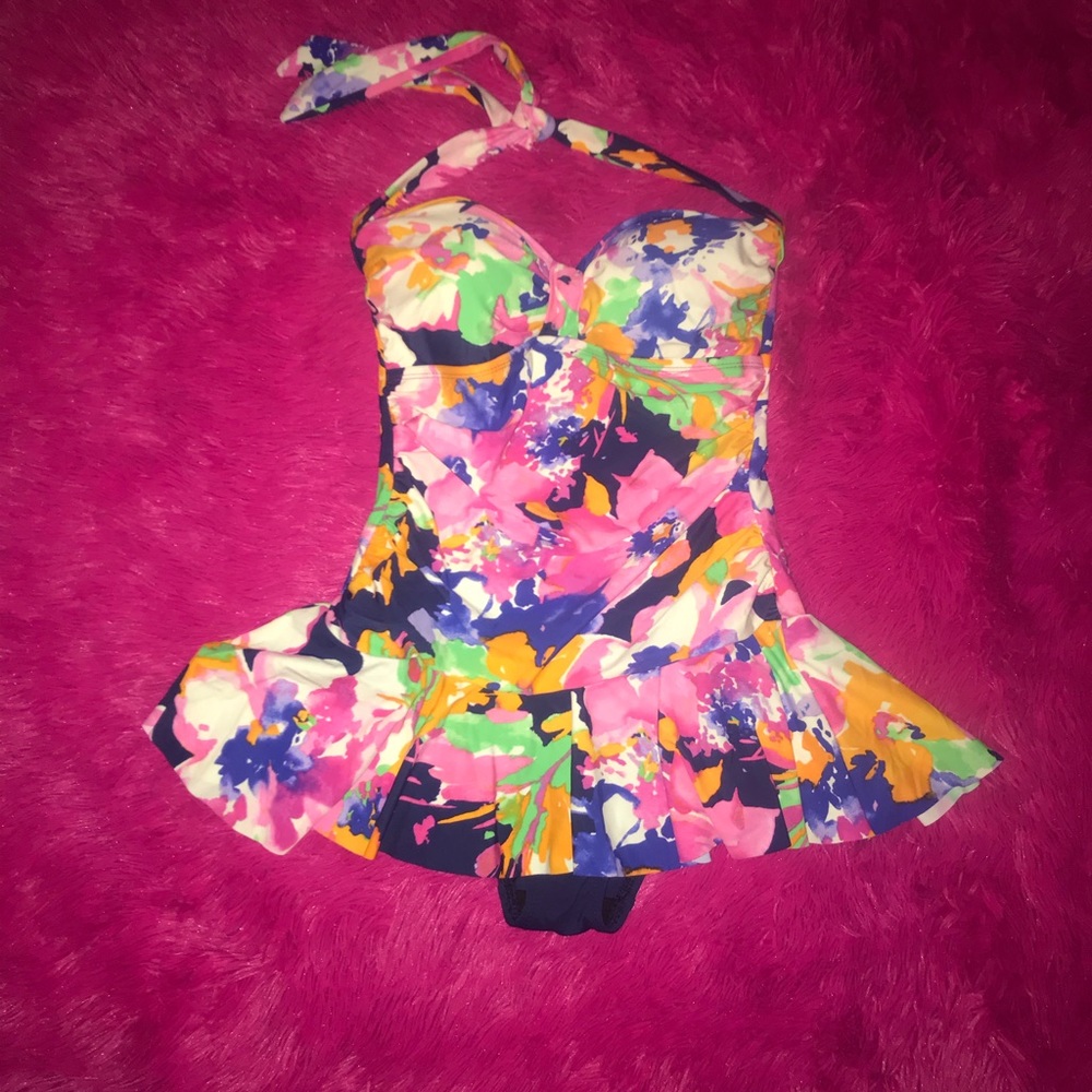 Chaps floral bathing suit